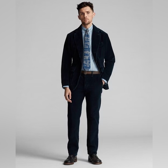 Men’s Polo Ralph Lauren Preppy Classic Fit Corduroy Indigo Blue Relaxed Pants - Picture 1 of 7